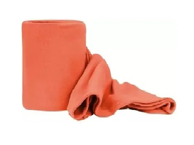 KIHOME Solid Fleece Coral Single Blanket Warm Blanket Pack of 1 (Orange)