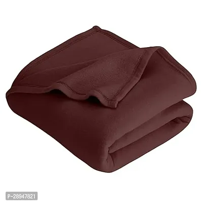 KIHOME Solid Fleece Coral Single Blanket Warm Blanket Pack of 1 (Coffee)-thumb0