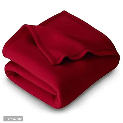 KIHOME Solid Fleece Coral Single Blanket Warm Blanket Pack of 1 (Maroon)-thumb0