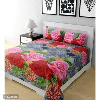 Printed 1  Double Bedsheet With 2 Pillow Covers