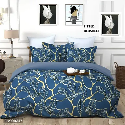 Printed 1  Double Bedsheet With 2 Pillow Covers