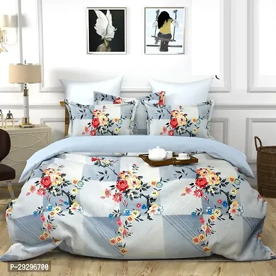 Printed 1  Double Bedsheet With 2 Pillow Covers