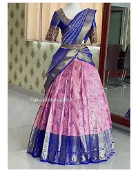 Stylish Blue Art Silk Jacquard Lehenga With Choli And Dupatta Set For Women-thumb2