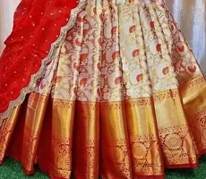 Stylish Red Art Silk Jacquard Lehenga With Choli And Dupatta Set For Women-thumb2