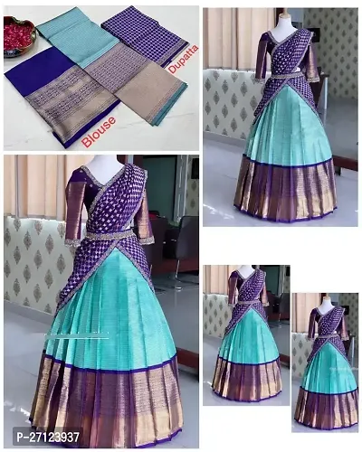 Stylish Blue Art Silk Jacquard Lehenga With Choli And Dupatta Set For Women-thumb3