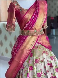 Stylish Pink Art Silk Jacquard Lehenga With Choli And Dupatta Set For Women-thumb1