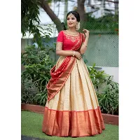 Stylish Red Art Silk Jacquard Lehenga With Choli And Dupatta Set For Women-thumb1