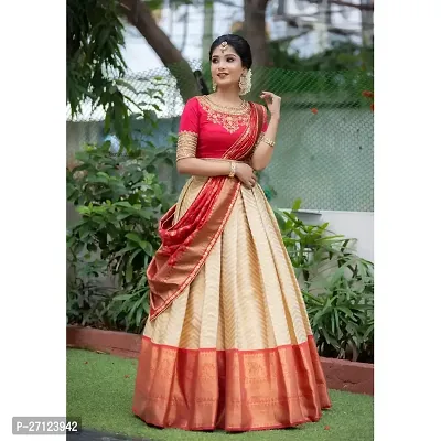 Stylish Red Art Silk Jacquard Lehenga With Choli And Dupatta Set For Women-thumb2