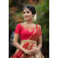 Stylish Red Art Silk Jacquard Lehenga With Choli And Dupatta Set For Women-thumb2