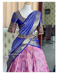 Stylish Blue Art Silk Jacquard Lehenga With Choli And Dupatta Set For Women-thumb1