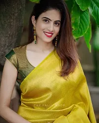 Beautiful Yellow Art Silk Saree with Blouse piece For Women-thumb1