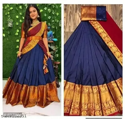 Stylish Blue Art Silk Woven Design Lehenga With Choli And Dupatta Set For Women-thumb4