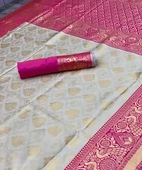 Beautiful Peach Art Silk Saree with Blouse piece For Women-thumb2