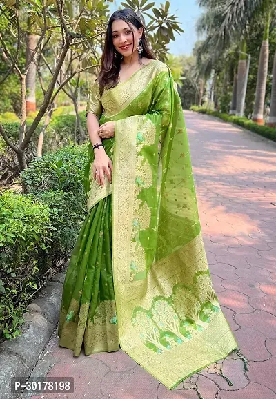 Women's Beautiful Art Silk Jacquard Border Saree With Unstitched Running Blouse For Women Wedding  Party Wear Saree-thumb3