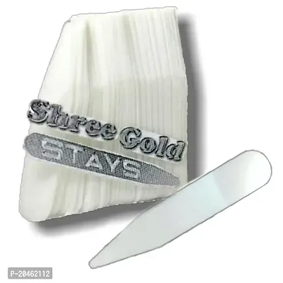 Shree Gold 500 Pieces Collar Bones Stiffeners Stays Inserts for Men Women Formal Dress Shirts Plastic White 1.5