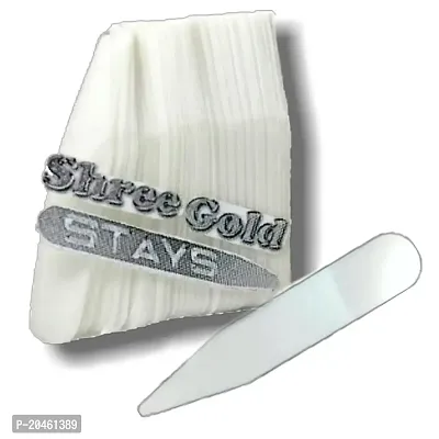 Shree Gold 500 Pieces Collar Bones Stiffeners Stays Inserts for Men Women Formal Dress Shirts Plastic White 2