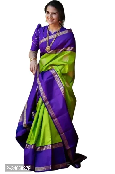 Beautiful Green Art Silk Jacquard Saree with Blouse Piece For Women-thumb0