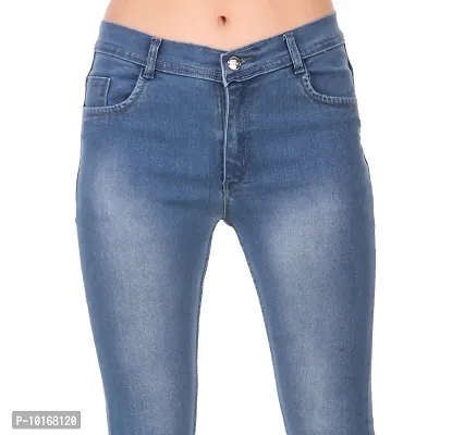 Women Slim Fit Blue  Bottom Fringed Look Jeans-thumb4