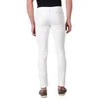 Men Stretchable Denim White Jeans-thumb3