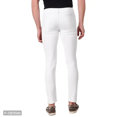 Men Stretchable Denim White Jeans-thumb4