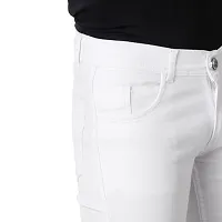 Men Stretchable Denim White Jeans-thumb1