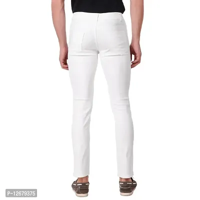 Men Stretchable Denim White Jeans-thumb4