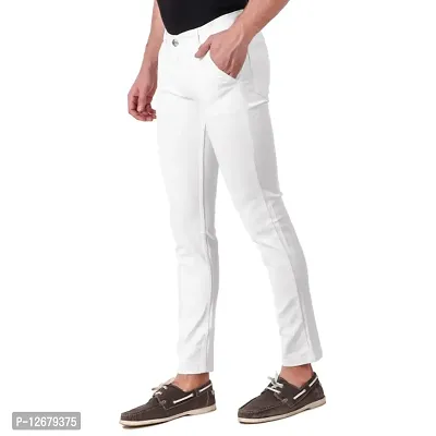 Men Stretchable Denim White Jeans-thumb5