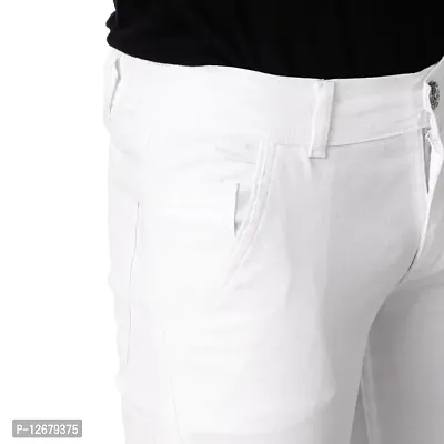 Men Stretchable Denim White Jeans-thumb2