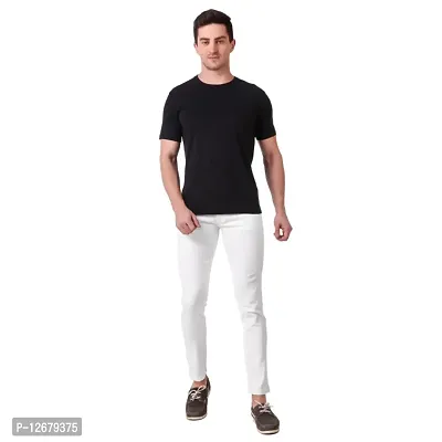 Men Stretchable Denim White Jeans-thumb3