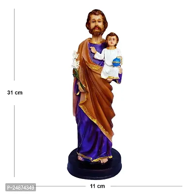 Beautiful Poly Marble St Joseph showpiece Idol Catholic Wall Decorative Christian Statues Figurine for Home Decor Craft Gifts for House Warming for Living Room-thumb0