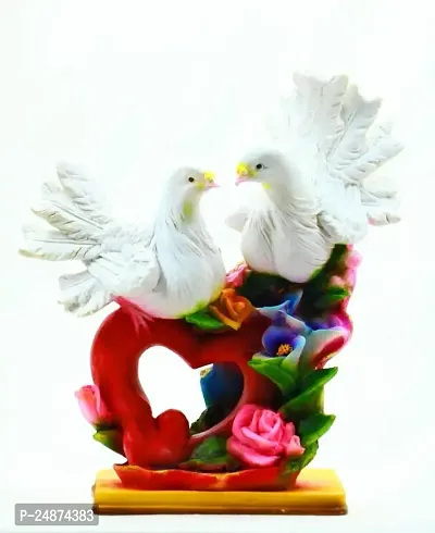 Beautiful Love Birds Showpiece Couple Gift Idol Decorative Statue Pigeon Figurine for Valentine Husband Home Decor Wedding House Warming 23X20X12 Cm Multicolour