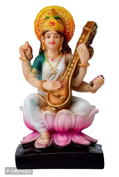 Beautiful Handcrafted maa Saraswati Idol Hindu god Statue Devi showpiece Decorative Figurine for Home Decor Gifts for House Warming Pooja mandir 18 x 10 x 9 CM