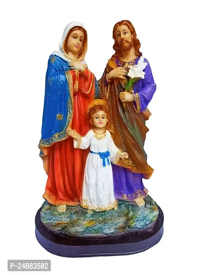 Newven Poly Marble Holy Family Showpiece Statue Christian Gifts for Home Decor God Idol House Warming Wedding Anniversary 12 Inch Multicolour 1 Piece