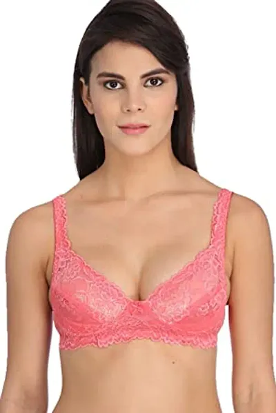 Bralux Womens Bra Fancy Lace Bridal Non-Wired Non-Padded Bra for Plus Size - Angeleena