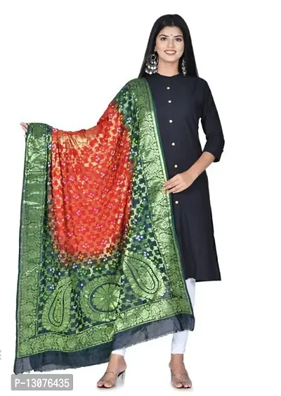 Traditional Designer Bandhani Golden Zari Banarsi Silk Women Dupatta