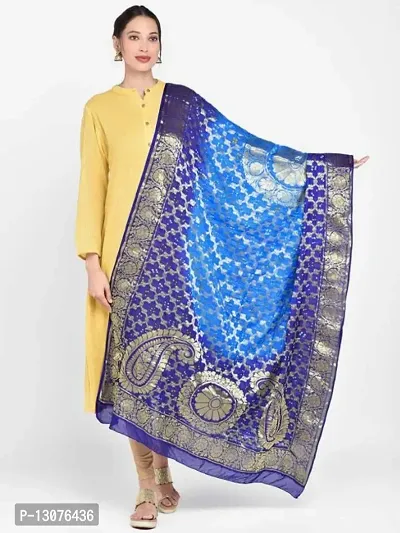 Traditional Designer Bandhani Golden Zari Banarsi Silk Women Dupatta-thumb0