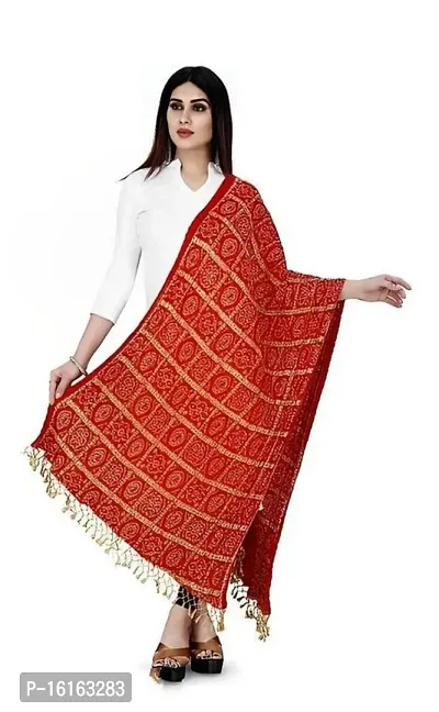 Trendy Designer Chinon Silk Red Color Bandhani Gharchola Dupatta