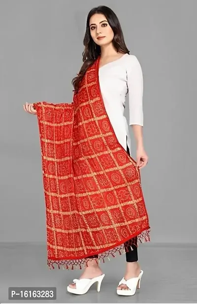 Trendy Designer Chinon Silk Red Color Bandhani Gharchola Dupatta-thumb2