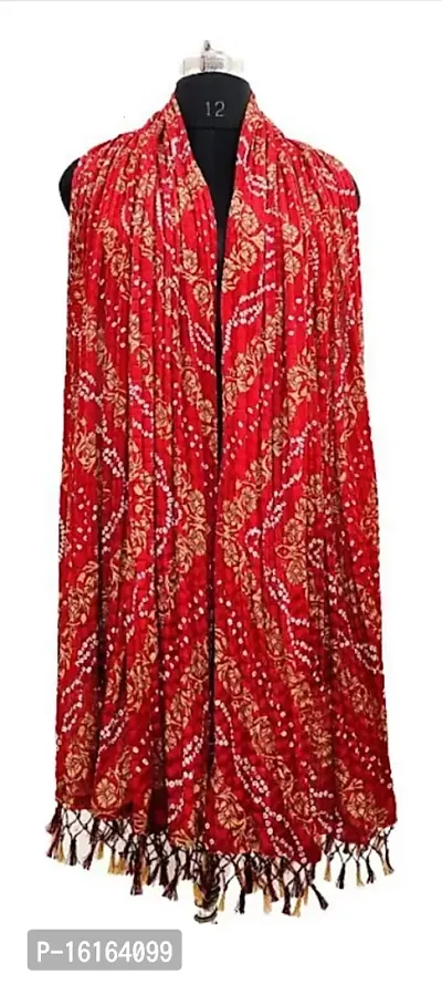 Traditional Designer Bandhani Floral Red Color Chinon Silk Women Dupatta-thumb0