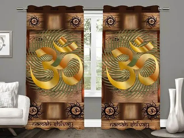 TIB Polyester Single Digital Printed Eyelet Door Temple Curtain (Multicolor)