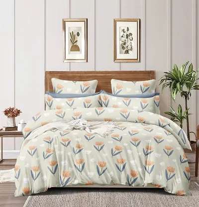 Printed Glace Cotton Double Bedsheet with 2 Pillow Covers