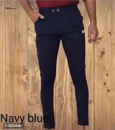 Navy blue Polyster Regular Men Track pant-thumb0