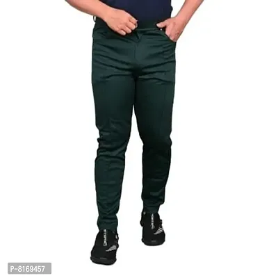 Olive Polycotton Regular Track Pants For Men