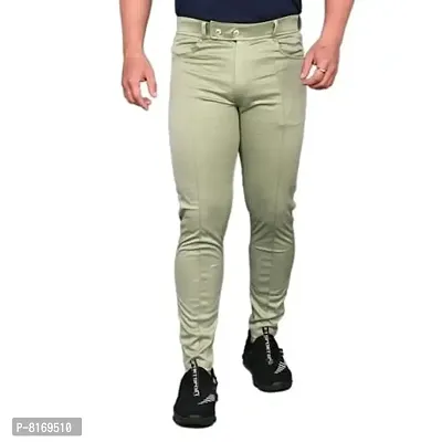 Green Polycotton Regular Track Pants For Men