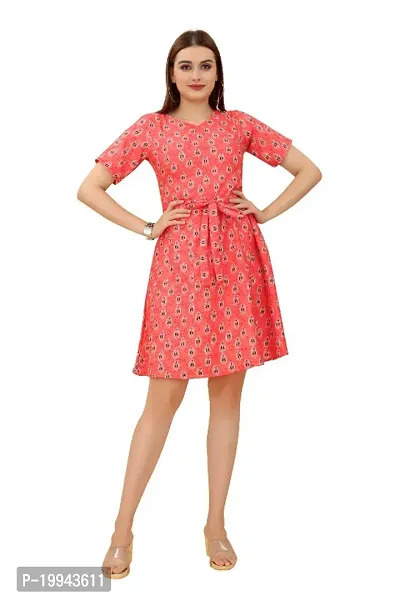 Trending Most Beautiful PINK Middi Crepe Western Dress for woman