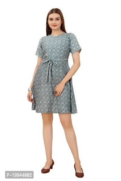 Trending Most Beautiful SILVER Middi Crepe Western Dress for woman
