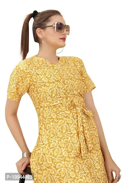 Trending Most Beautiful YELLOW Middi Crepe Western Dress for woman-thumb2