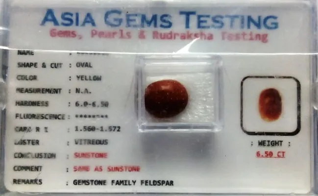 NATURAL GEMSTONE WITH CERTIFICATE