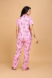 Stylish Pink Satin Printed Lounge Set For Women-thumb3