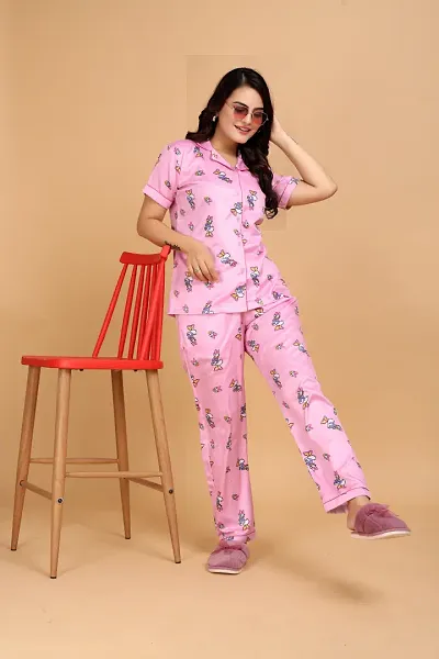 Premium Satin Printed Nightsuit Set/Lounge Set For Women